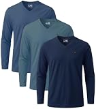 JRC Just Royal Clothing 3er Pack Herren Langarm V Ausschnitt Shirts (Marine, Steinblau, Mitternacht, 2XL)