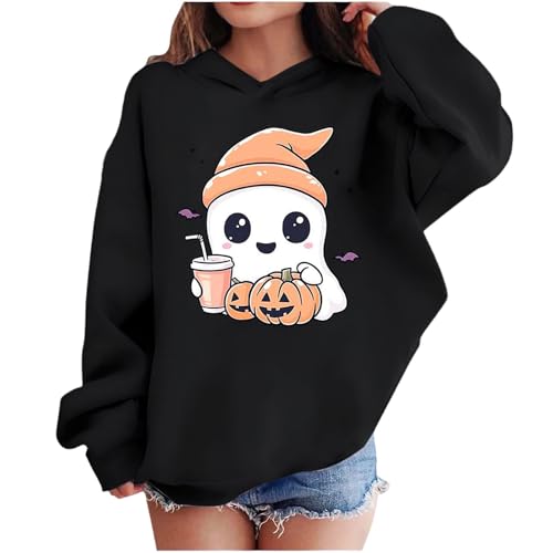 Trendy Hoodies for Teen Girls Cute Graphic Hooded Sweatshirt Long Sleeve Halloween Pullover Tops Winter Clothes