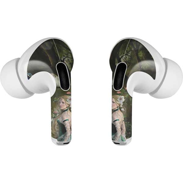 Skinit Decal Audio Skin Compatible with Apple AirPods Pro (2rd Gen, 2022) - Nene Thomas Woman with Peacocks by Nene Thomas Design