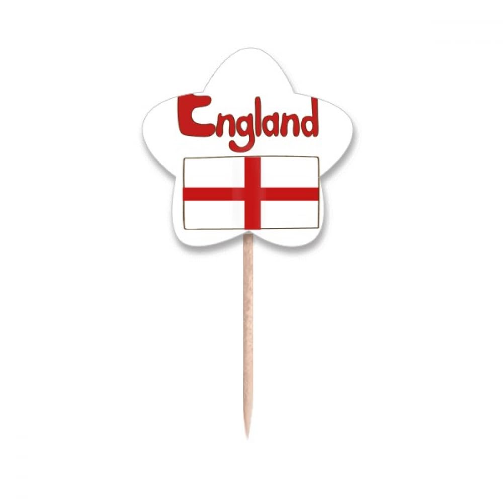 Cure-dents drapeau Angleterre rouge et pics cupcake étoile pour décoration de buffet dînatoire