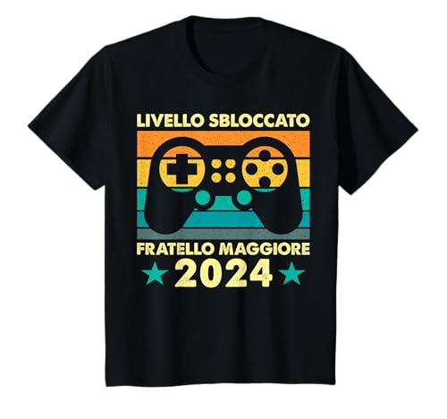 Niños Hermano Mayor 2024 Nivel Desbloqueado Anuncio Chico Camiseta