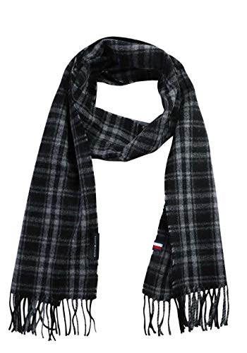 トミー ヒルフィガー タータンチェックマフラー【ブラック/OS】