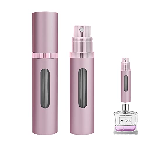 ANTOKX Perfume Travel Refillable Bottle - 5ML Pocket Perfume Atomizer, Travel Perfume Atomizer Refillable Perfume Spray Bottle, Portable Perfume Sprayer for Women and Men (Pink)