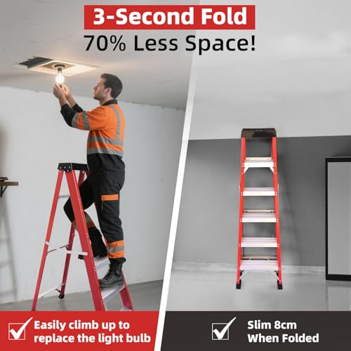 Image of Ladder 6-Foot Fiberglass Platform Step Ladder