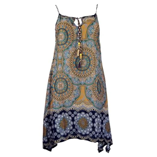 GURU SHOP Dashiki Midikleid, Trägerkleid, Strandkleid für Starke Frauen, Damen, Goldgelb, Synthetisch, Size:One Size, Lange & Midi-Kleider Alternative Bekleidung