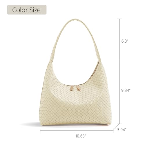 Image of Small Shoulder Bag for Women Cute Hobo Purses Trendy Leather Tote Handbags Classic Underarm Purse with Double Zipper