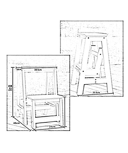 Taburete plegable multifuncional y silla de escalera de madera de 55 cm 3