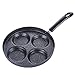 Œuf Poêle, Alliage Aluminium 4 Cavités Oeuf au Plat Cuisinière Casseroles, 24 cm Anti-adhésif Rond Oeuf Cuisinière Pan, Déjeuner Cuisinière pour Pancake Cuisine Steak - Noir, free size