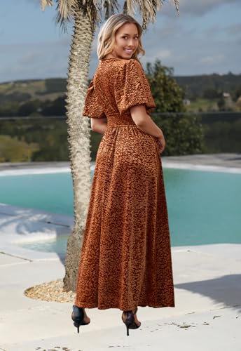 Image of Sissyaki Velvet Maxi Dress Fall Wedding Guest Dress 2026 | Semi Formal to Formal Events, Family Pictures, Holiday Party Dinner Dress
