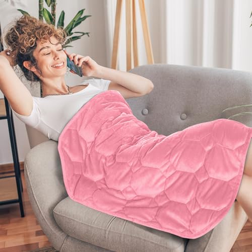 Topblan Weighted Lap Blanket 7lbs for Adults, Small Weighted Blanket Throw for Napping, Relaxation, Calming and Travel, Skin Friendly & Machine Washable for All-Season Sleeping, Pink 24x29 inches
