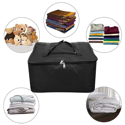 Image of Kuber Industries Storage Bag | Polyster Zip Closure Clothes Storage Bag | Underbed Storage Bag | Wardrobe Organiser with Handle | Net Attachi Bag | Large | Black