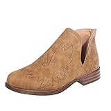 Botas de botines de tobillo con tacones apilados de bloque grueso con recorte perforado para mujer. Ocasiones: Casual / Trabajo / Baile / Vacaciones / Vacaciones / Playa / Hogar / Escuela / Compras / Al aire libre.