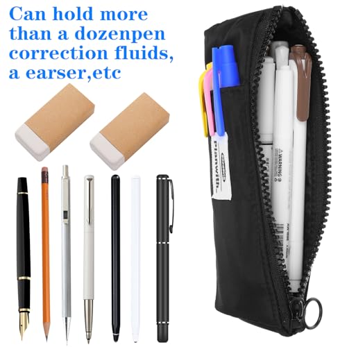 Image of Grevosea Pen Holder for Notebook, Pen Pouch with Zipper and Adjustable Elastic Band Notebook Pouch Journal Pencil Holder for Adult Office College Supplies Planner Accessories (Black)