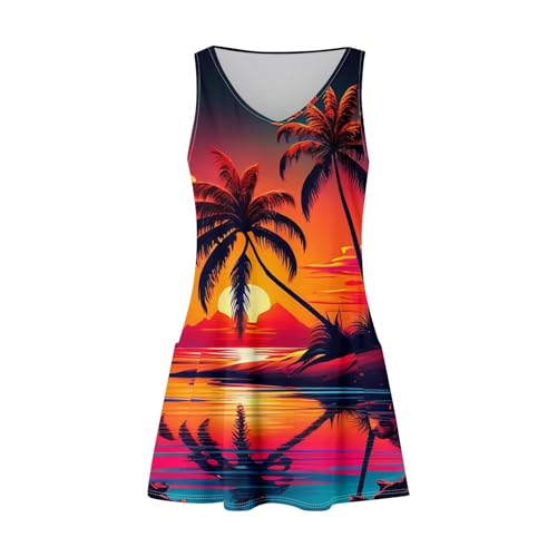 Image of Summer Dresses for Women 2026 Casual V Neck Sleeveless Sundresses Boho Beach Tank Dresses with Pockets