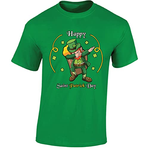 Image of St Patricks Day Mens T-Shirt Dabbing Dance Beer Dab Shamrock Unisex Gift Tshirt Printed Design Irish Green - Large