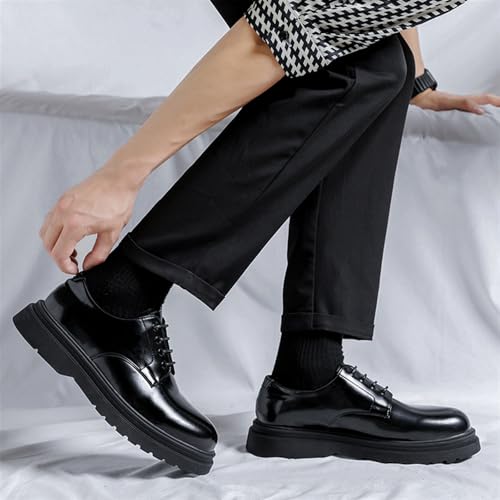 Mens Leather Fashion Business Oxfords Casual Shoes Dress Formal Leather Round Toe Wedding Derby Shoes Lace Up Walking Low-top Formal Shoes for Men4