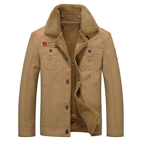 MEIbax Cazadora de Hombre Cremallera Abrigo de Invierno Caliente Chaqueta Capa Gruesa Moda otoño Invierno cálido botón de Bolsillo Informal Chaqueta térmica Abrigo Superior