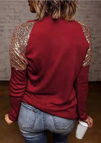 Moletom feminino de Natal What Up Color com emenda de manga comprida, beisebol, manga raglã, pulôver