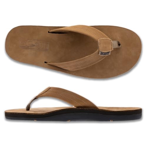 Scott Hawaii Men's Luna Sandal | Leather Flip Flop with Arch Support and Heel Cup