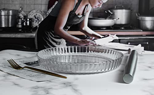 Clapper Pie Pan Glass Pie Plate 10.5 Inch - Deep Pie Dish For Baking Made By Clear Round Heat-Resistant Safety Glass, 54 Oz #TOP1