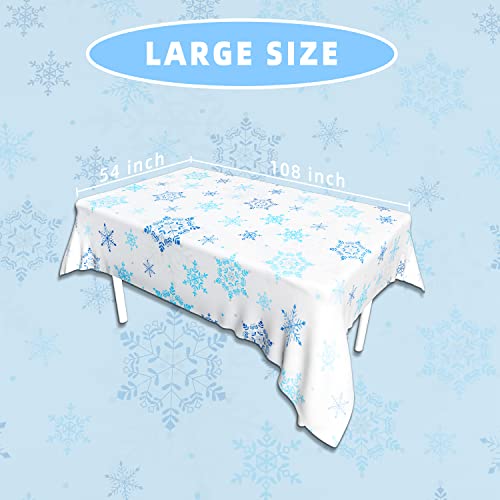 Labeol Christmas Tablecloth,3 Pcs Blue And White Christmas Snowflake Tablecloth 54 X 108 In Disposable Plastic Rectangular Table Cover Winter Theme Waterproof Tablecloth For Christmas Birthday Party #TOP1