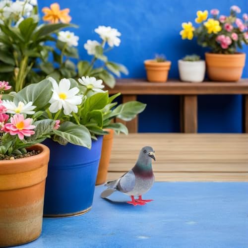 Pigeon artificiel réaliste gris pour déco de jardin - 6