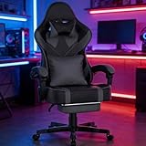 FAUTEUIL DE SOONTRANS : Le Noir et gris siège gaming Soontrans est conçu pour les scènes sédentaires, la taille totale de 66cm x 50cm x 114-124cm avec tapis de souris en gravier géométrique x1, la chaise bureau gaming capacité de charge de 150kg, prenant en compte les besoins de la bataille de jeu, du bureau efficace, de l'apprentissage en ligne et d'autres exigences multi-scénarios, un fauteuil pour débloquer l'expérience de confort tout temps, fauteuil gamer vous aider à gérer facilement les tâches de haute intensité.