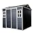 Wekuku 8x6 ft Resin Outdoor Storage Shed with Two-Window and Double-Door, Plastic Shed with Floor for Gargen, Patio, Yard, Lawn, Grey (1 Doors) (Black, 8x6 ft)