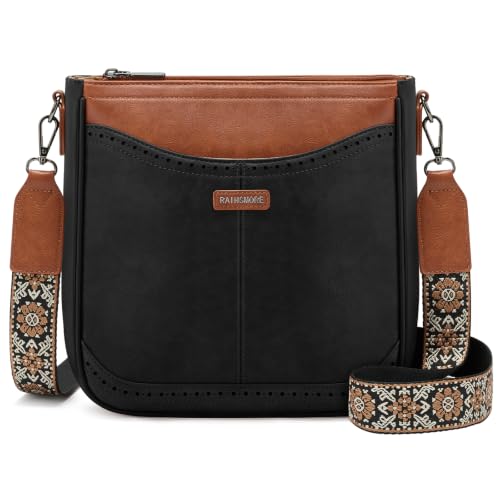 RAINSMORE Crossbody Bags for Women Retro Leather Crossbody Purse