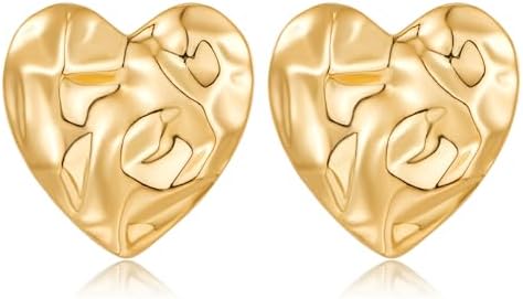 Gold Heart Stud Earrings for Women Statement Love Heart Earrings for Women Valentine Earrings