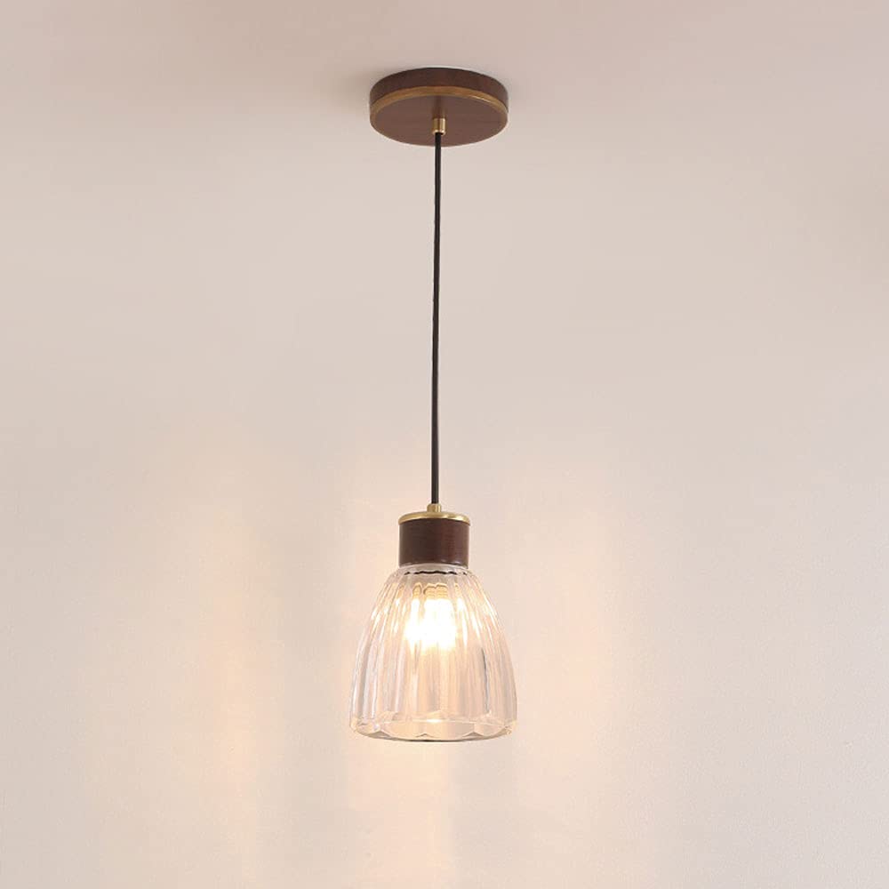 Lámpara colgante de latón y nogal con acabado artesanal y diseño minimalista en cristal puro 2