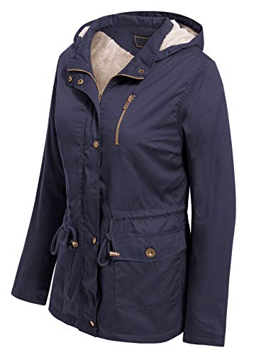 MixMatchy Women's Faux Fur Waist Drawstring Lightly Padded Utility Fashion Jacket Parka2