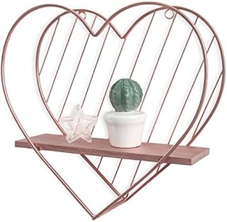 SUMGAR Floating Shelves Rose Gold Heart Shelf for Wall Mounted Pink Bathroom Bedroom Living Room Decorative Organiser Display & Storage Unit