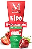 Mouthology Hydroxyapatite Kids Toothpaste Fluoride Free with Xylitol, Non Toxic Fluoride Free Toothpaste for Kids, All Ages (1-3), (3-6) & (6-12) Strawberry, 4oz