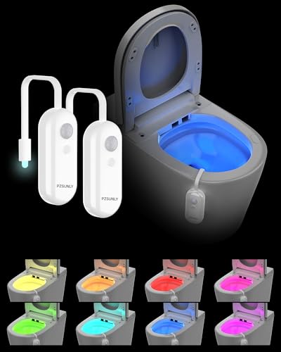 PZSUNLY Toilet Light Motion Sensor,IP65 Waterproof Night Lights,8 Colors LED Rechargeable Bathroom...