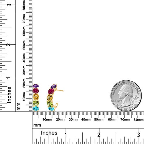 Gem Stone King 18K Yellow Gold Plated Silver Customized and Personalized 5 Round 4.5MM Gemstone Birthstone Open Hoop Earrings For Women3