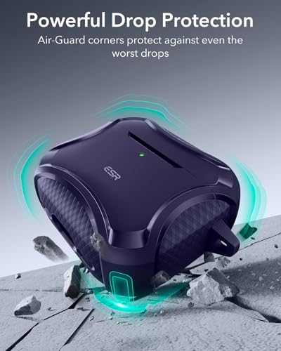 Image of ESR for AirPods 4 Case, Compatible with AirPods 4th Generation Case (2024), Compatible with MagSafe, Powerful Drop Protection, Magnetic Lid, Cyber Series, Purple