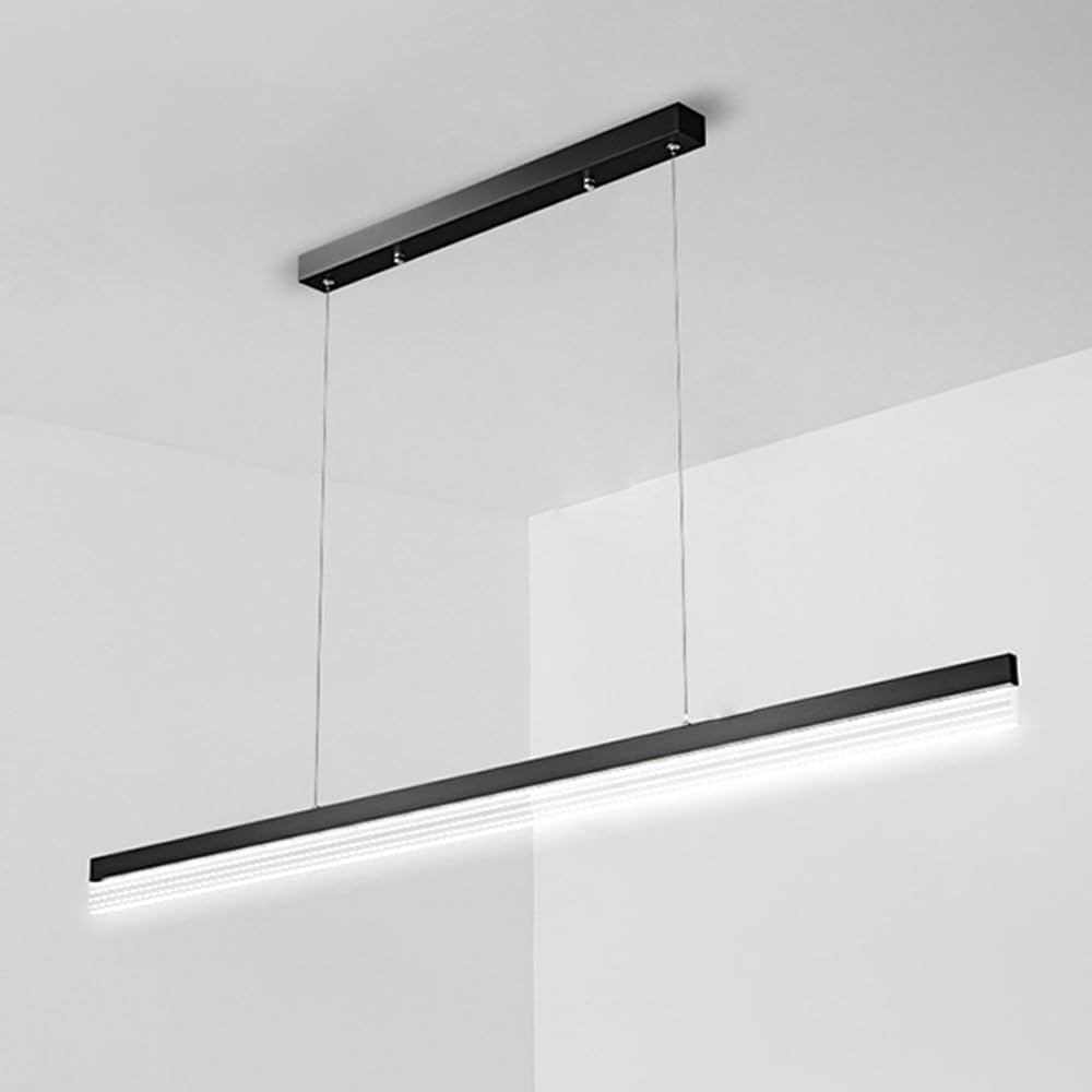 Lustre linéaire noir LED en métal avec suspension à longue bande