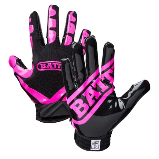 Battle Ultra-Stick Receiver Gloves, Youth Large - Pink/Black