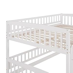 Harper bright designs bunk bed with slide full over full low bunk bed with fence ladder for toddler kids girls boys white  urban country home decor