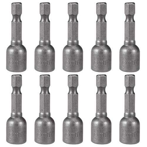 Imanes Hexagonales, 10 Unidades, 8 mm, Juego de Llaves de Vaso Magnéticas, Adaptador Hexagonal para Taladro o Atornillador Inalámbrico