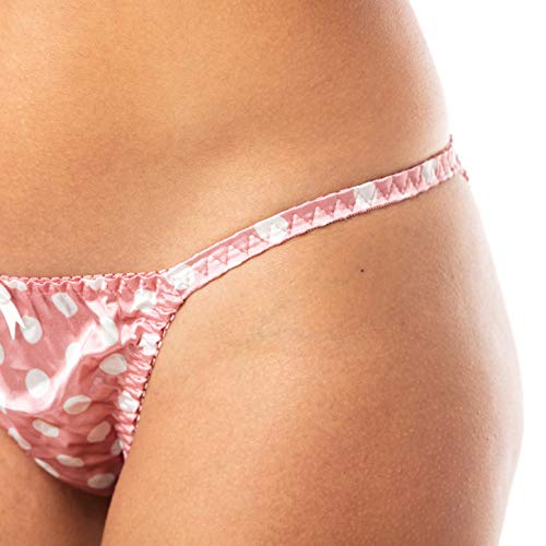 Satini Women's Polkadot Tanga Bikini Briefs Satin Panties (Baby Pink, M) #TOP4
