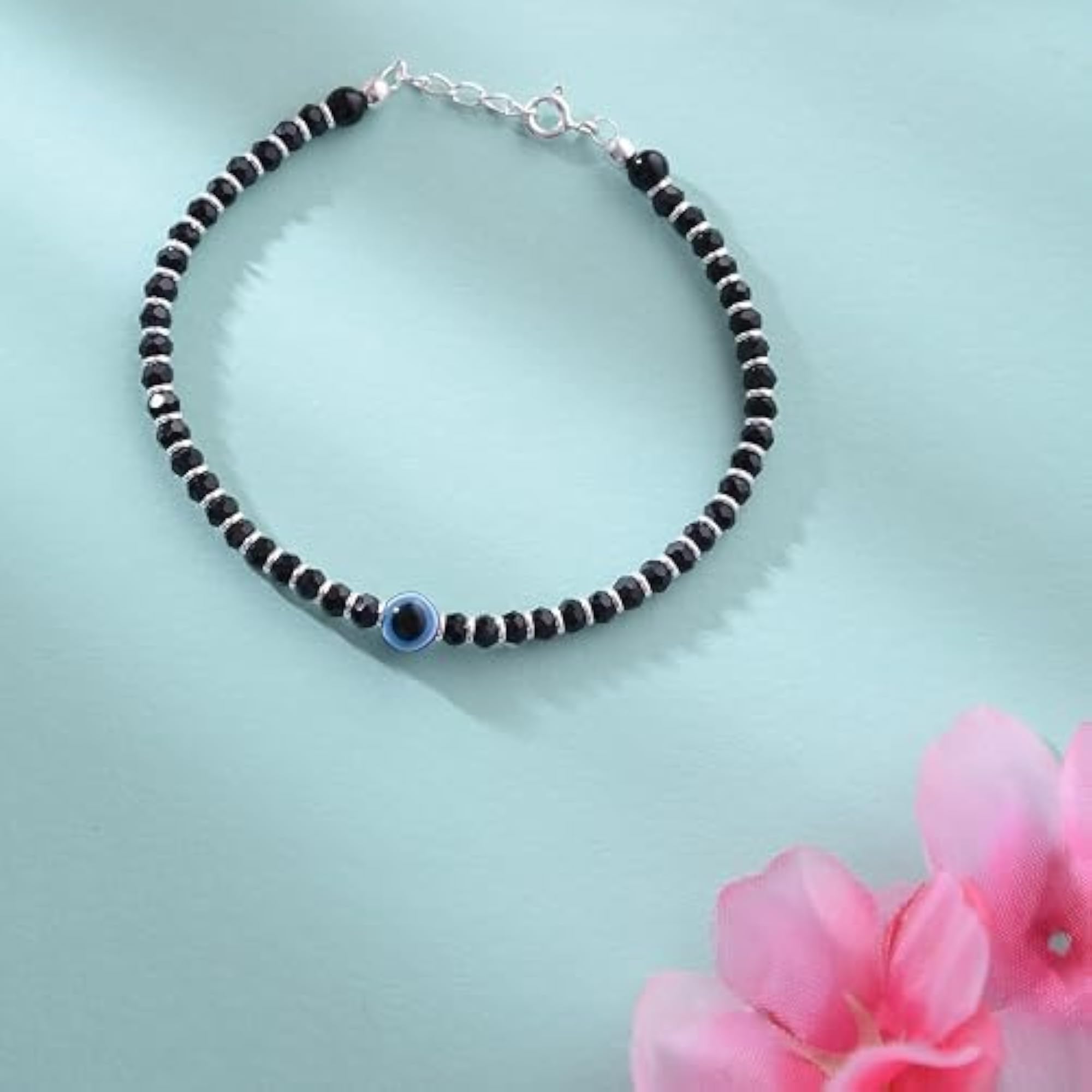 Evil Eye Protection Bracelet, Adjustable Beaded Wristband