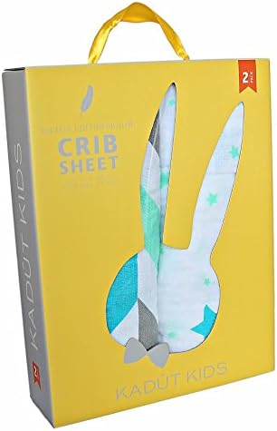 Kadut Kids Crib Sheet Set, 2 Pack, 100% Soft Muslin Cotton- Fitted Bed Sheets-Midnight Magic Blue– Easy Care, Machine Washable- Fits Standard Crib Mattress-Measures 28” x 52” x 9” for Baby, Toddlers.