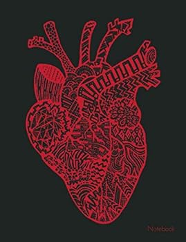 Notebook : Black Red Anatomical Heart - College Ruled, 50 Sheets / 100 Pages, 7. 44 X 9. 69