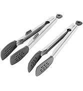 QANYEGN Kitchen Food Tong, Stainless Steel BBQ Cooking Tongs, Premium Silicone Kitchen Tongs, Non...