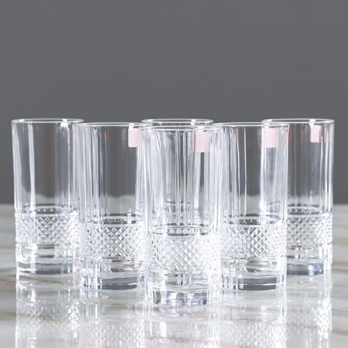 Image of Premium Crystal Water Glass Set of 6 - Highball Drinking Glasses Set for Home - Glass Set for Water Juice Shakes Mojito Cocktail Colddrinks (Classic)