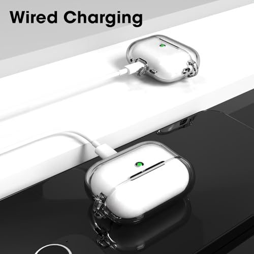 Image of Sounce Earphone Case Cover Compatible for Airpods Pro 2 Case 2022, Soft Silicone Skin Case Cover Shock-Absorbing Protective Case with Keychain [Front LED Visible](Transparent)