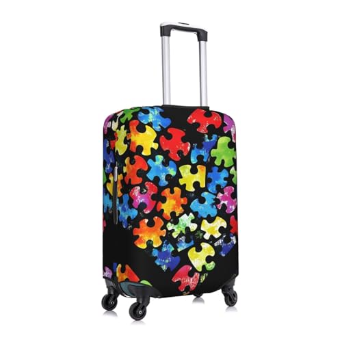 Awareness Puzzle Elastic Travel Luggage Cover, Washable Spandex Suitcase Protector, Anti-Scratch Fits 18-32 Inch3