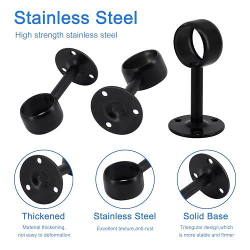 Deckenvorhangstangenhalter aus Edelstahl, Wandmontage, für Badezimmer, Schrank, 19 mm, 4 Stück